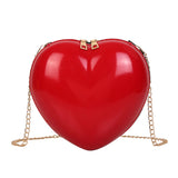 Heart Women Shoulder Bags Solid PVC Messenger Chain Zipper Satchel Bag