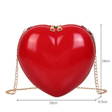 Heart Women Shoulder Bags Solid PVC Messenger Chain Zipper Satchel Bag