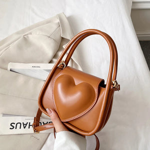 Heart Women's Small Handbag Soft PU Leather Crossbody Shoulder Bag Green Tote