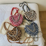 Leopard Print Armpit Bag Winter Plush Women's Handbag