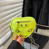 Heart-shaped Women Small Pu Leather Handbags Motorcycle Bag Ladies Rivet Crossbo