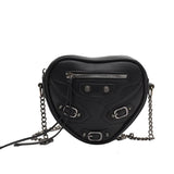 Heart-shaped Women Small Pu Leather Handbags Motorcycle Bag Ladies Rivet Crossbo