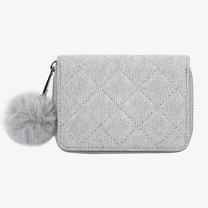 Heart-Shaped Laser PU Wallet Plush Sequin Handbag