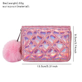 Heart-Shaped Laser PU Wallet Plush Sequin Handbag