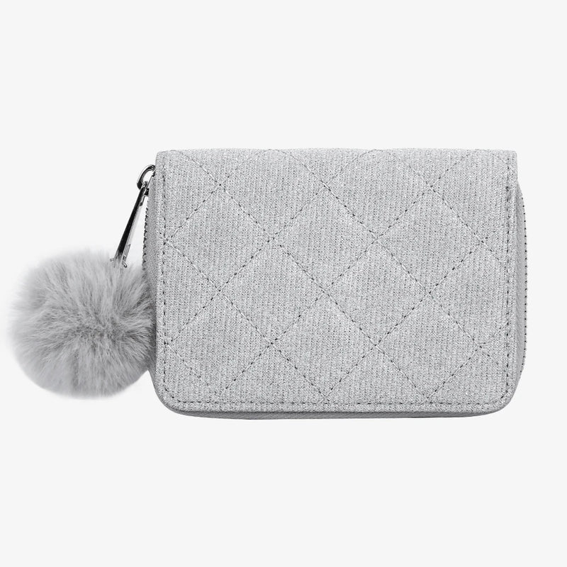 Heart-Shaped Laser PU Wallet Plush Sequin Handbag