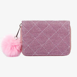 Heart-Shaped Laser PU Wallet Plush Sequin Handbag