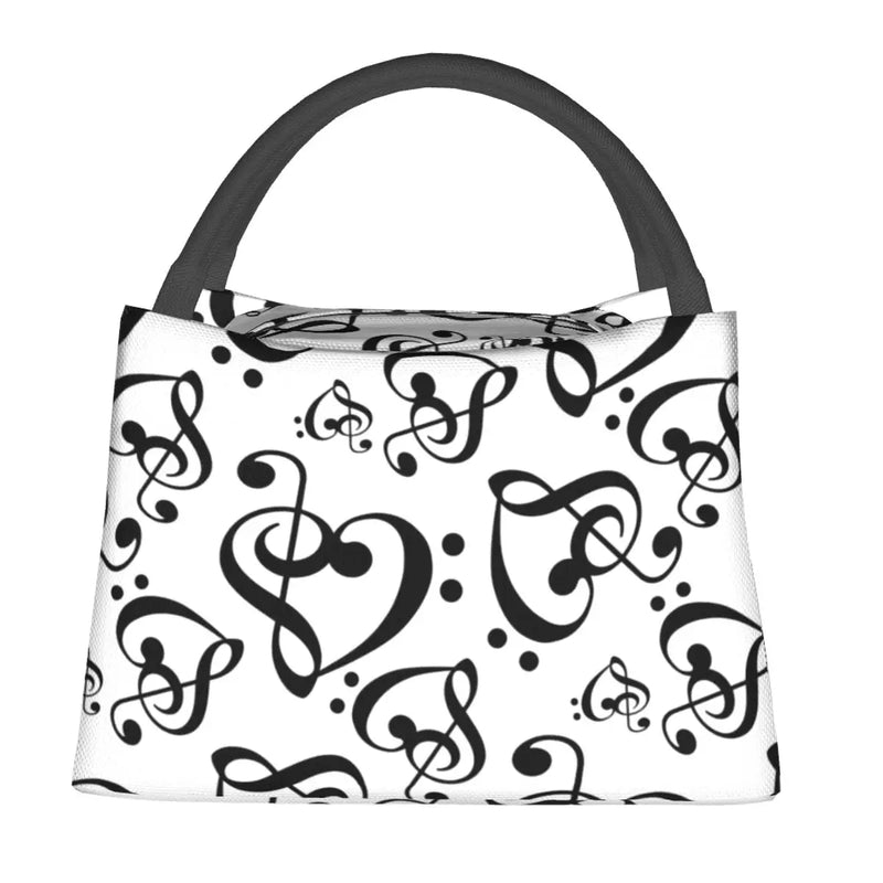 Hearts Music Notes Pattern Lunch Bag And Clef School Lunch Box