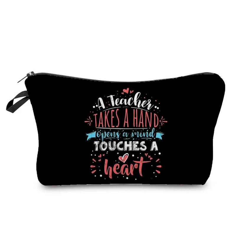 Heat Transfer Blessed Teacher Portable Cosmetic Bag Zipper