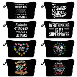 Heat Transfer Blessed Teacher Portable Cosmetic Bag Zipper