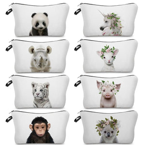 Animal ID Makeup Bag Panda Koala Elephant Print Women Cosmetic Pencil Cases