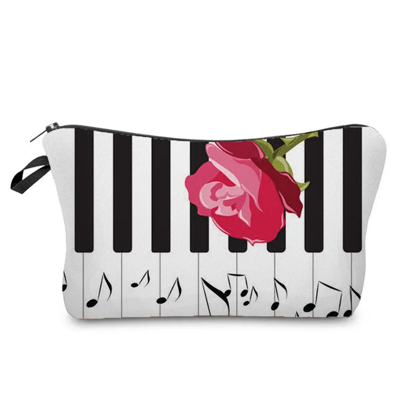 Heat Transfer Music Notes Print Cosmetic Bag