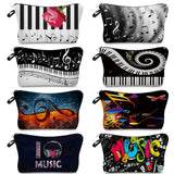 Heat Transfer Music Notes Print Cosmetic Bag