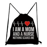 Cartoon Dentist Nurse Print Backpacks Drawstring Pocket