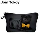 Pug Bow Tie Makeup Bag Cosmetic Organizer Women Cosmetic Bag