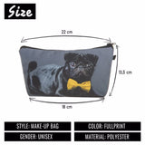 Pug Bow Tie Makeup Bag Cosmetic Organizer Women Cosmetic Bag