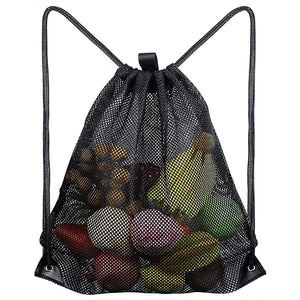 Mesh Drawstring Backpack Gym Sports Equipment Storage Beach Toys