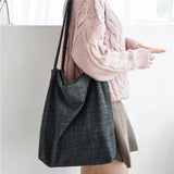 Plaid Vintage Handbag Purse Tote Shoulder Bag Heavy Duty Travel Book Bags