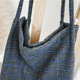 Plaid Vintage Handbag Purse Tote Shoulder Bag Heavy Duty Travel Book Bags