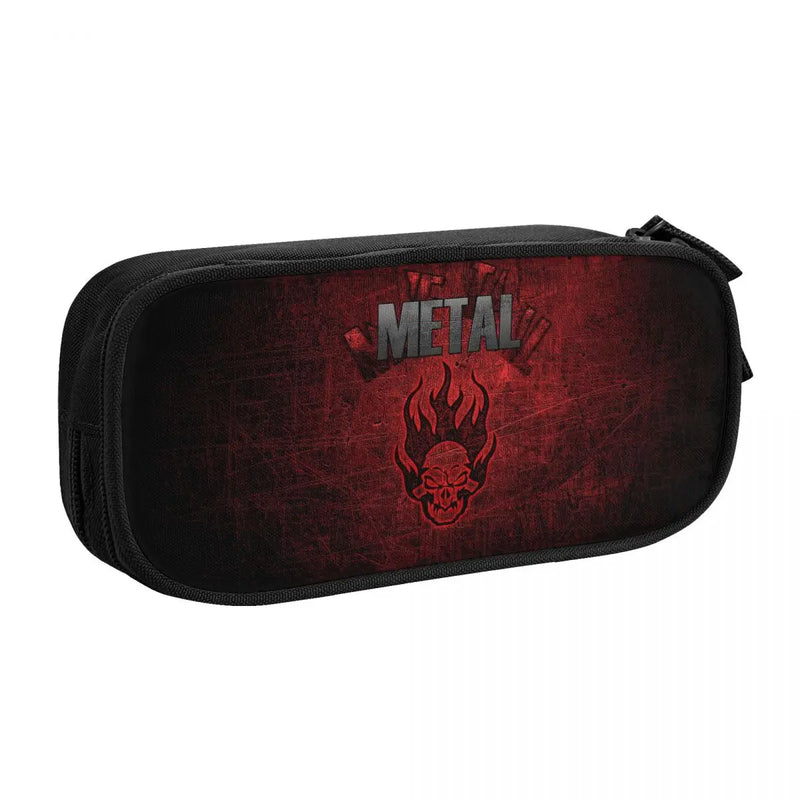 Heavy Metal Pen Box Student School Anime Zipper Pen Bag