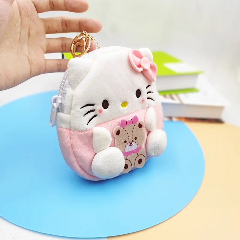 Kuromi Cinnamon My Melody Plush Wallet Coin Purse Keychain