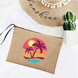 Summer Linen Clutch Bag Women's Makeup Beach Sunglasses Organizer