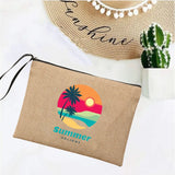 Summer Linen Clutch Bag Women's Makeup Beach Sunglasses Organizer
