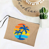 Summer Linen Clutch Bag Women's Makeup Beach Sunglasses Organizer