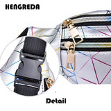 Pink Silver Holographic Waist Bag Fanny Pack Female Belt Bag