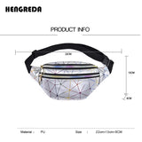 Pink Silver Holographic Waist Bag Fanny Pack Female Belt Bag