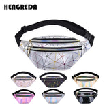 Pink Silver Holographic Waist Bag Fanny Pack Female Belt Bag