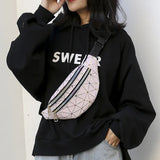 Pink Silver Holographic Waist Bag Fanny Pack Female Belt Bag