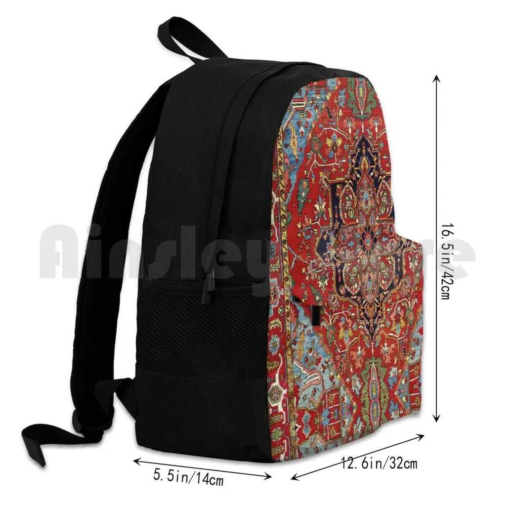 Heriz Persian Carpet Print Outdoor Hiking Backpack