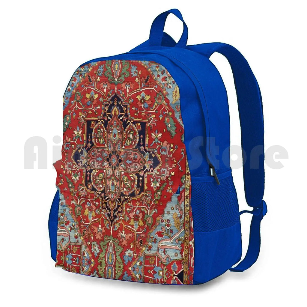 Heriz Persian Carpet Print Outdoor Hiking Backpack