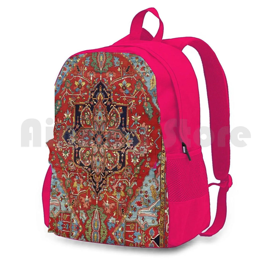 Heriz Persian Carpet Print Outdoor Hiking Backpack