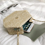Straw Leather Shoulder Bag Handbag Women Summer Rattan Bag Woven Beach Tote Bag