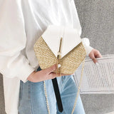 Hexagon Shoulder Bag Woven Beach Circle Handbag Summer Rattan Bag