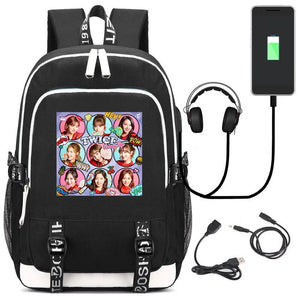Twice Girls Fans Backpack with USB Port, Lock, Headphone Interface