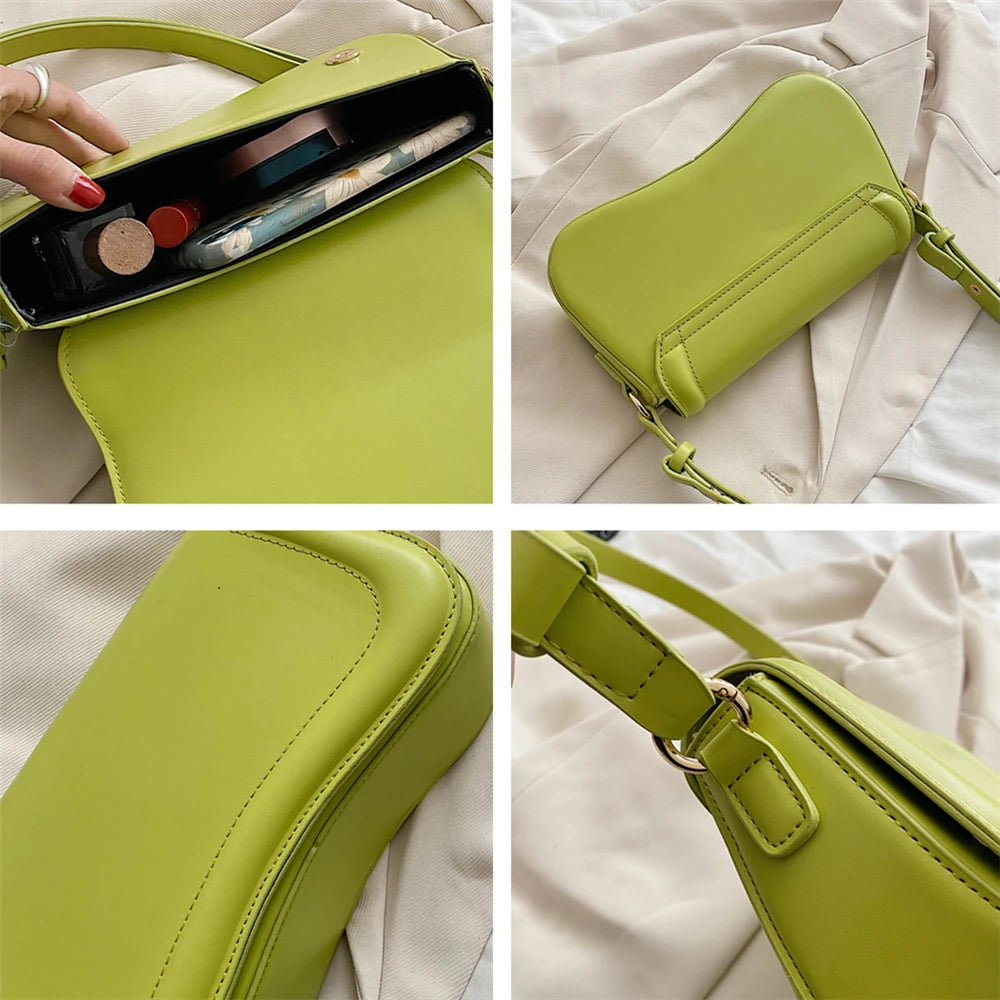 Vintage Small Saddle Shoulder Bag for Women Winter Crossbody Purse