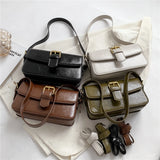 Vintage Square Crossbody Bag PU Leather Handbag