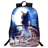 High Capacity 3D Print Wolf Animal Backpack for Boys Girls