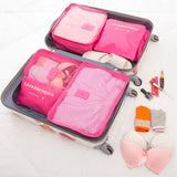 6Pcs Travel Bag Storage Organizer Mesh Packing Cubes Luggage Bag