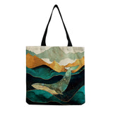 Abstract Mountain Water Landscape Tote Bag Customizable School Teacher Gift Bag