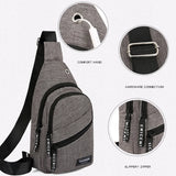 Canvas Crossbody Bag 30x17cm Travel Chest Bag Organizer Shoulder Bag
