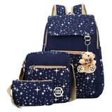 High Cap. Children Backpack w/ Bear Kids School Bags for Teenagers Girls