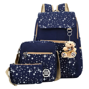 High Cap. Children Backpack w/ Bear Kids School Bags for Teenagers Girls