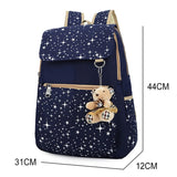 Kids School Backpack High Capacity Bear Print Girls Teenagers Bag