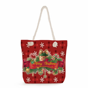 Christmas Gift Red Tote Handbags For Women Eco Reusable Shopping Bags