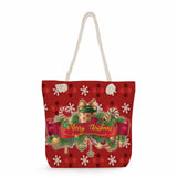 Christmas Gift Red Tote Handbags For Women Eco Reusable Shopping Bags