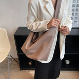 Vintage Women Large Leather Crossbody Bag Hobo Handbag