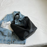 Vintage Women Large Leather Crossbody Bag Hobo Handbag